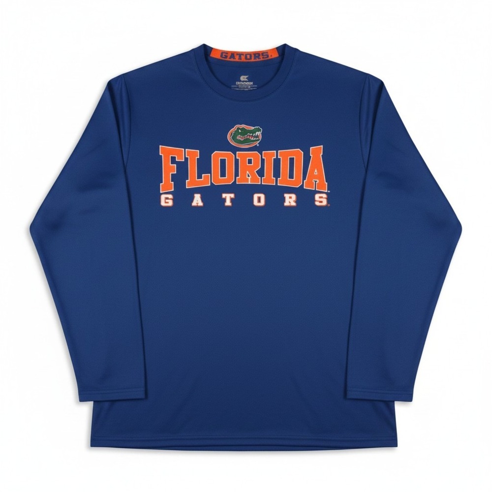 Florida Gators Shirt Mens XL Colosseum Blue Orange Long Sleeve Performance Tee